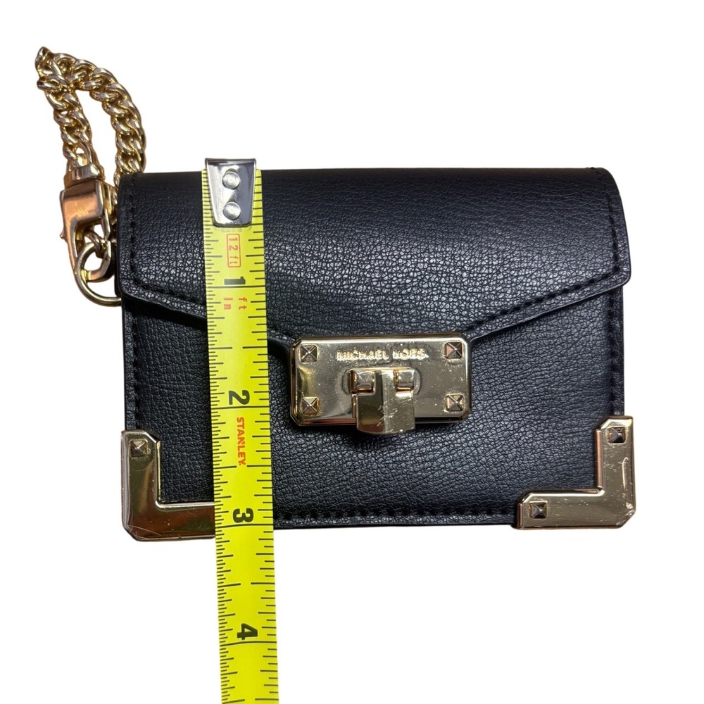 Michael Kors Card Wallet Accordion Kingsley Black Gold Leather - Picture 4 of 8